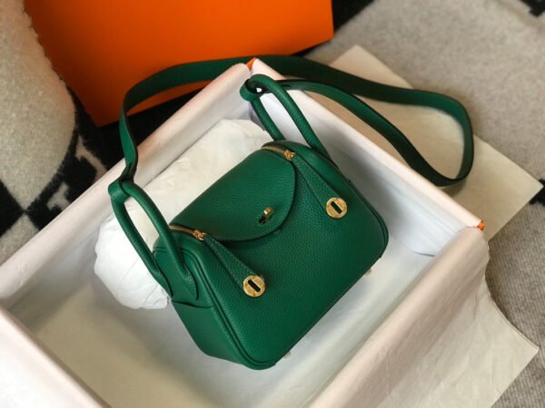 Hermes Lindy Mini Clemence Bag Green For Women, Women’s Handbags, Shoulder And Crossbody Bags 7.5in/19cm