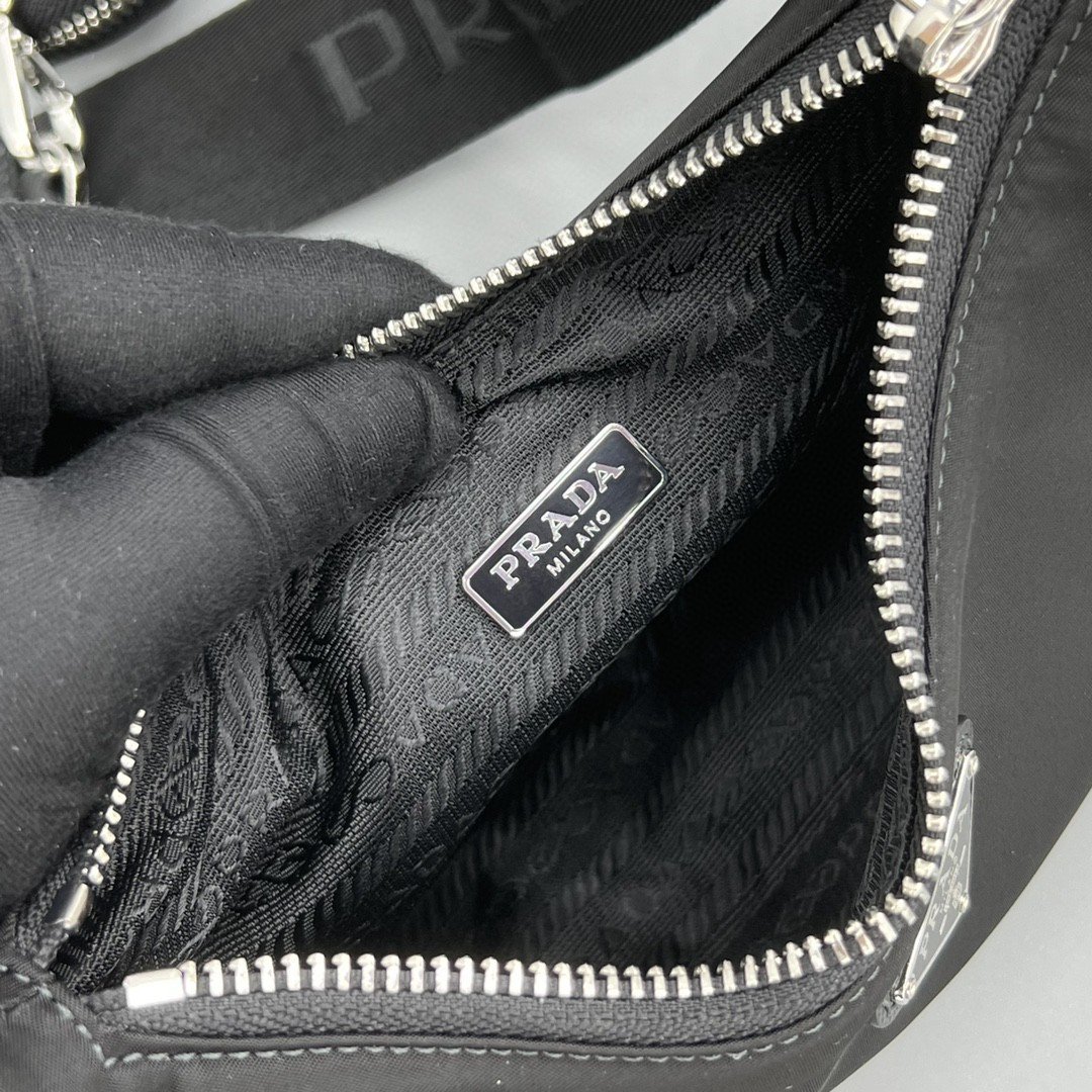 Prada System Nappa Patchwork Shoulder Bag Black For Women, Women's Bags 9.4in/24cm - Image 8