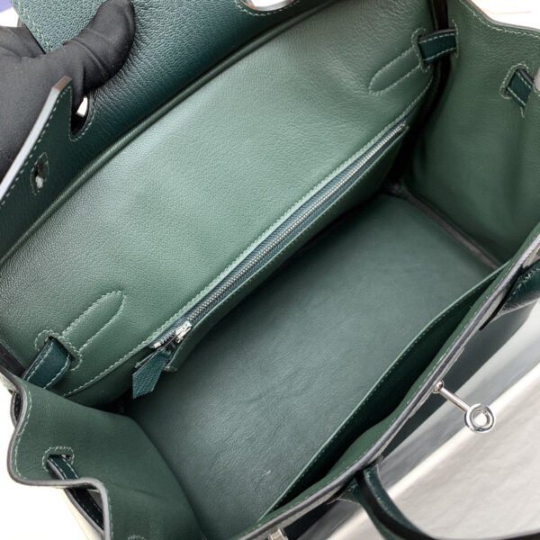 Hermes Birkin Nata Swift Dark Green For Women Silver Toned Hardware 11.8in/30cm - Image 4