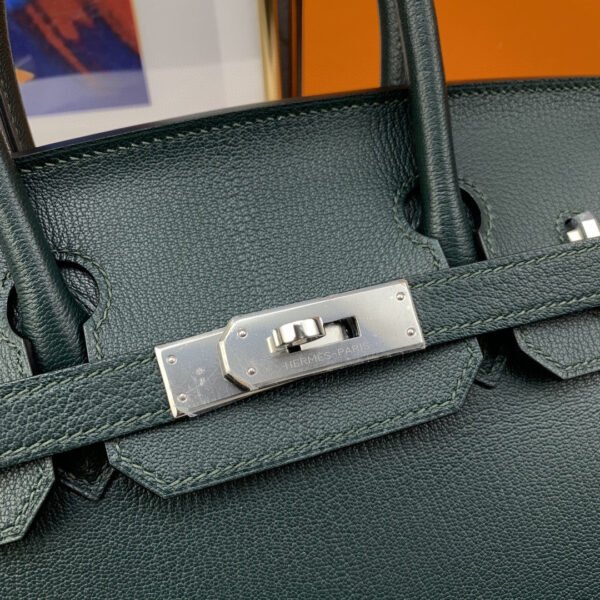 Hermes Birkin Nata Swift Dark Green For Women Silver Toned Hardware 11.8in/30cm - Image 3
