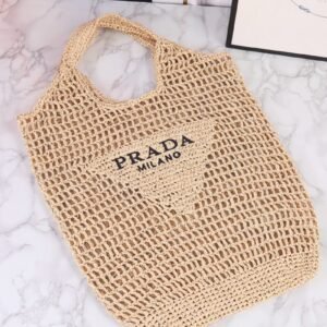 Prada Raffia Tote Bag Beige For Women 1BG424_2A2T_F0018_V_OOO - 20 Inches / 51 Cm