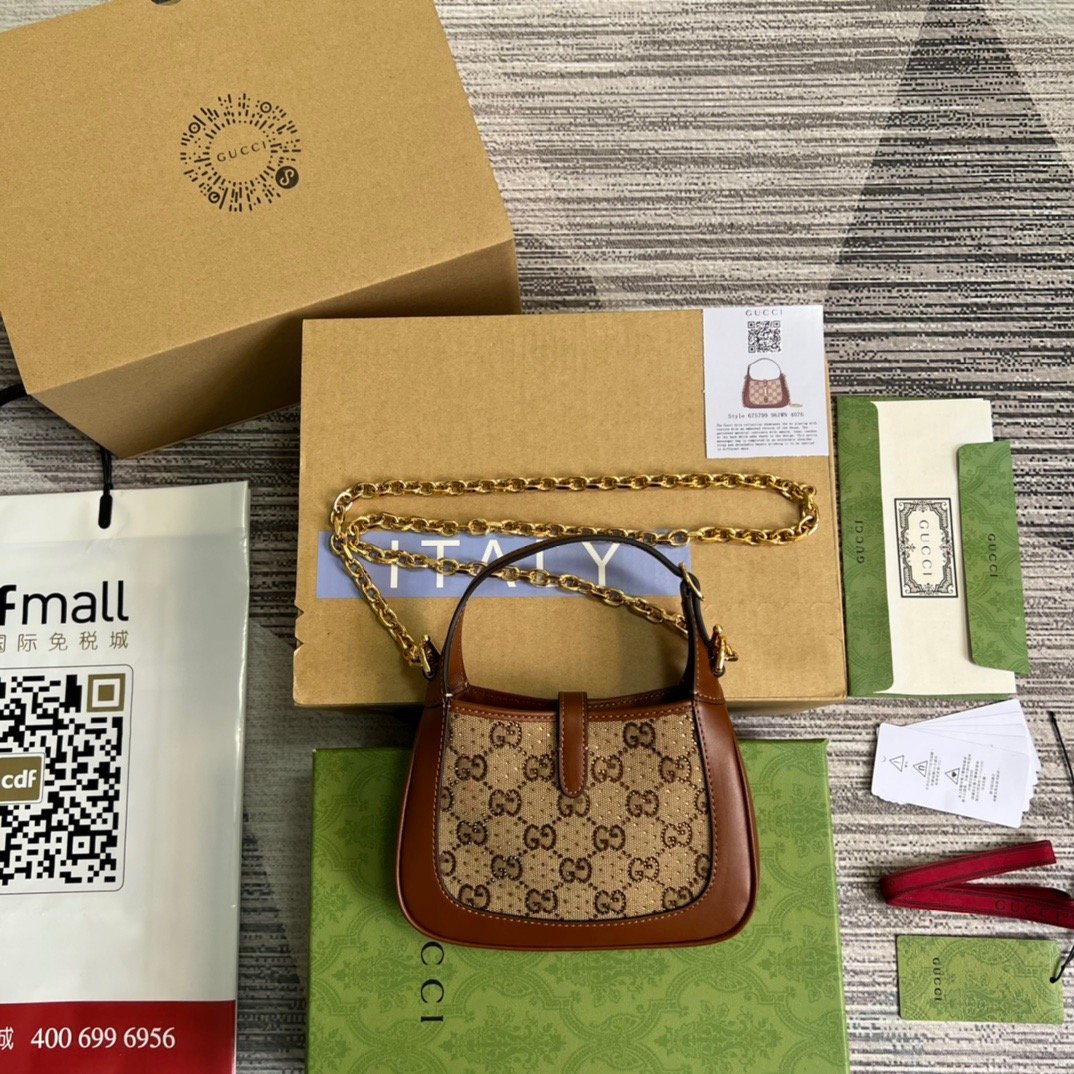 Gucci Jackie 1961 Mini GG Shoulder Bag Beige For Women, Women's Bags 7.5in/19cm - Image 3