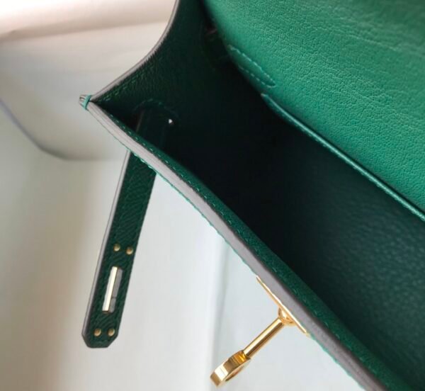 Hermes Kelly 19 Green With Gold Toned Hardware Bag For Women, Women’s Handbags, Shoulder Bags 7.5in/19cm - Image 5