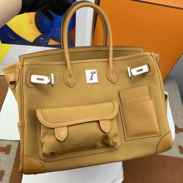 Hermes Birkin Cargo 35 Beige, Silver Toned Hardware Bag For Women, Women’s Handbags, Shoulder Bags 13.8in/35cm - Image 5
