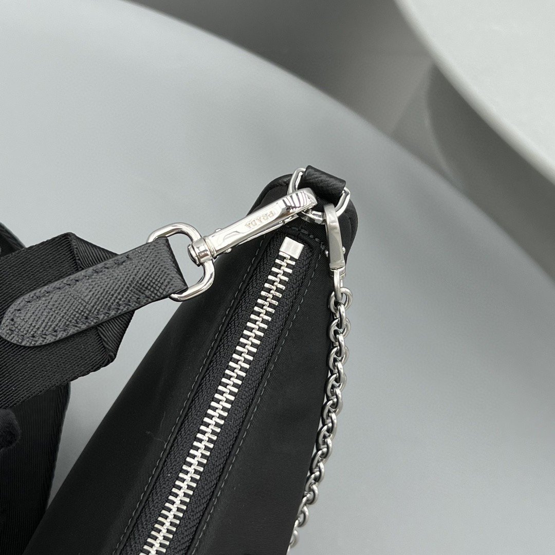 Prada System Nappa Patchwork Shoulder Bag Black For Women, Women's Bags 9.4in/24cm - Image 5