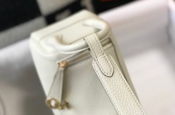 Hermes Lindy Mini White Togo Bag With Gold Hardware For Women, Women’s Handbags, Shoulder And Crossbody Bags 7.5in/19cm - Image 8