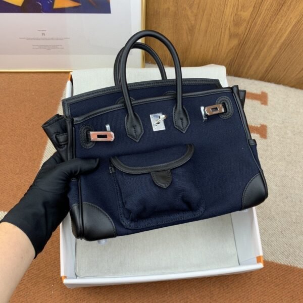 Hermes Birkin Cargo 25 Dark Blue, SIlver Toned Hardware Bag For Women, Women’s Handbags, Shoulder Bags 9.8in/25cm - Image 2