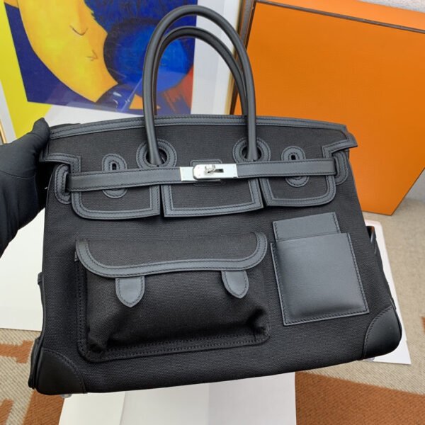 Hermes Birkin Cargo 35 Black, SIlver Toned Hardware Bag For Women, Women’s Handbags, Shoulder Bags 13.8in/35cm - Image 3