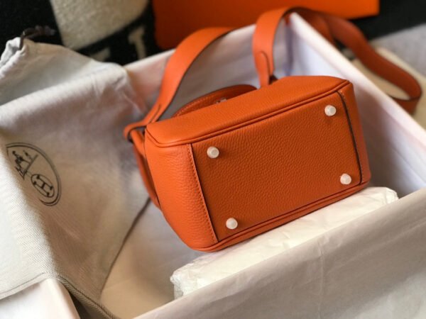 Hermes Lindy Mini Clemence Bag Orange For Women, Women’s Handbags, Shoulder And Crossbody Bags 7.5in/19cm - Image 7