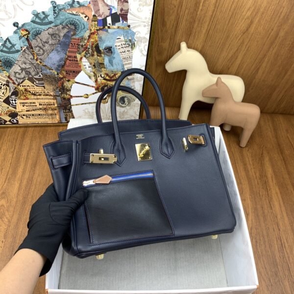 Hermes Birkin Colormatic Bag 30 Navy Blue, Gold Toned Hardware Bag For Women, Women’s Handbags, Shoulder Bags 11.8in/30cm - Image 2