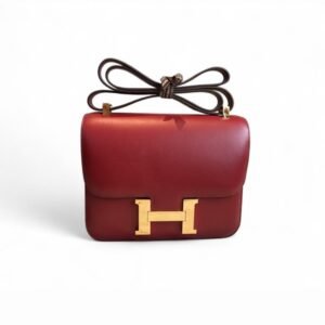 Hermes Constance Burgundy For Women Gold Toned Hardware 9.5in/24cm