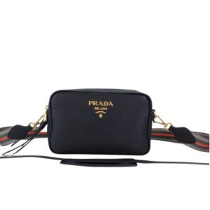 Prada Medium Camera Bag With Gold Tone Hardware In Black For Women 8.6in/ 22cm