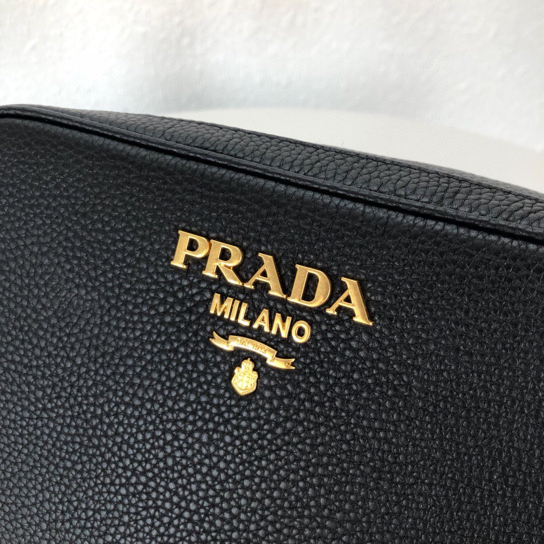 Prada Medium Camera Bag With Gold Tone Hardware In Black For Women 8.6in/ 22cm - Image 6