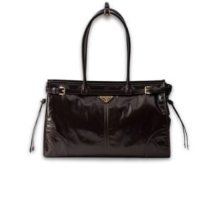 Prada Bonnie Large Handbag Bag Dark Brown 38cm/15in