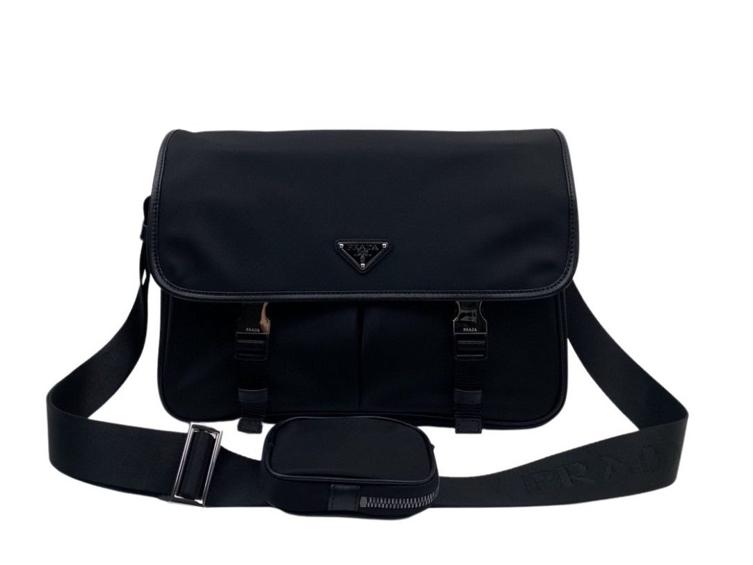Prada Saffiano Shoulder Bag Black For Women 12.6 in / 32 cm
