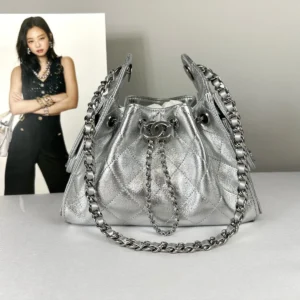 Chanel 26C Silver Caviar Mini 25 with Ruthenium Hardware